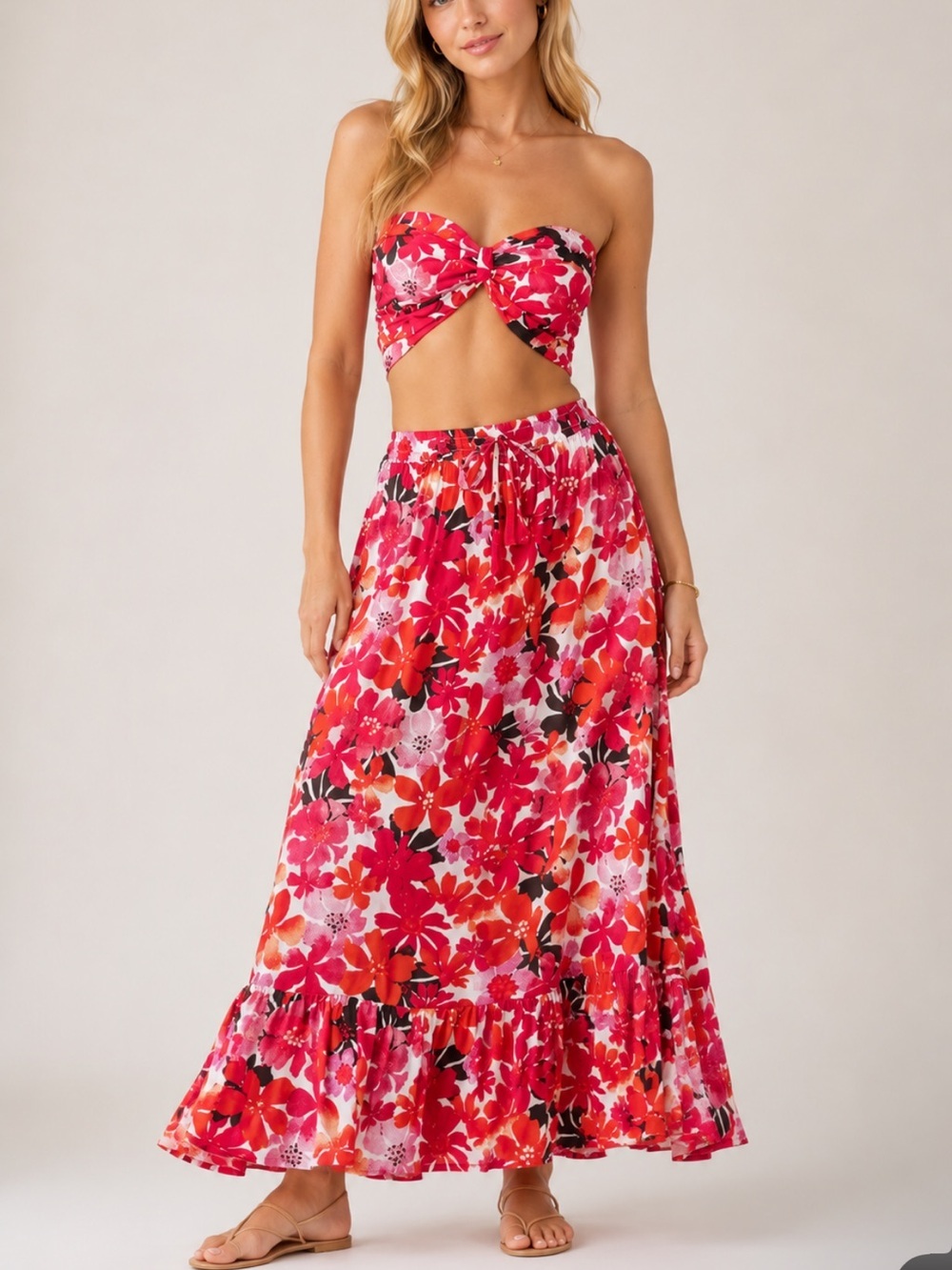Tiare Hawaii SET Floral Crop Top & Maxi Skirt Tropical XS/S M/L 39205